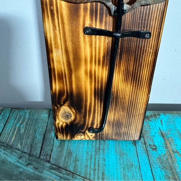 Iron Rose Metal Rose Iron Gift Forging Metal Art on Wood 6th Year Wedding Gift - Picture 5 of 13